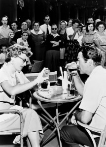 Fans followed him everywhere. 1950, Rome, with Stanwyck