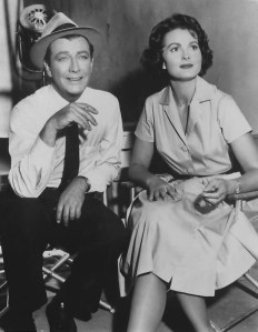 Mr. and Mrs. Robert Taylor on the set of "The Detectives."