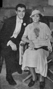 Robert Taylor and his mother, Ruth Brugh, on the set of "Magnificent Obsession," 1935.