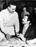 Taylor's favorite food was steak and he is shown here on 5/20/53 with Ross Lorello at Ross' Steakhouse in Omaha.  (Omaha World Herald)
